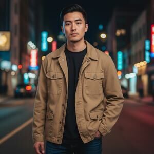 Havana Jack's Cafe Field Jacket Cotton Utility Pockets Tan Size 2X